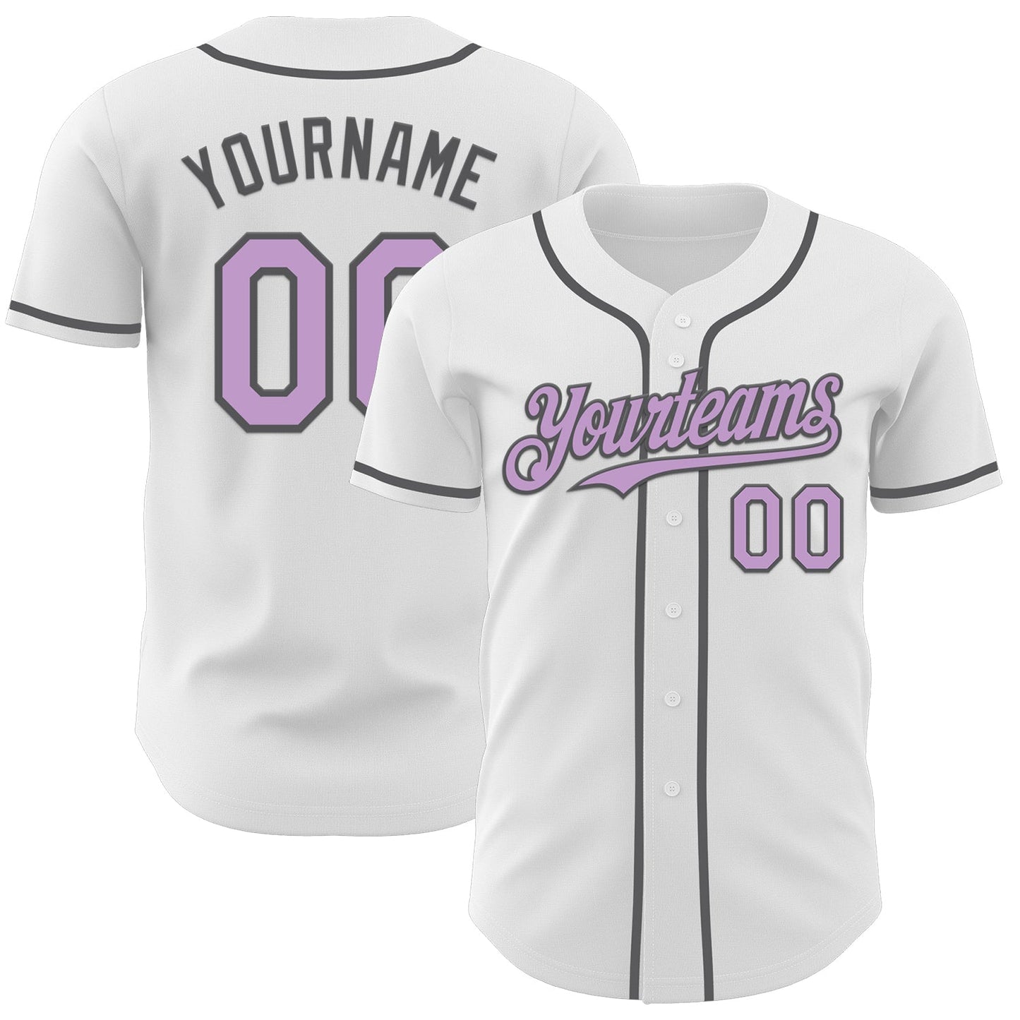 Custom White Light Purple-Steel Gray Authentic Baseball Jersey baseball jersey product view 1