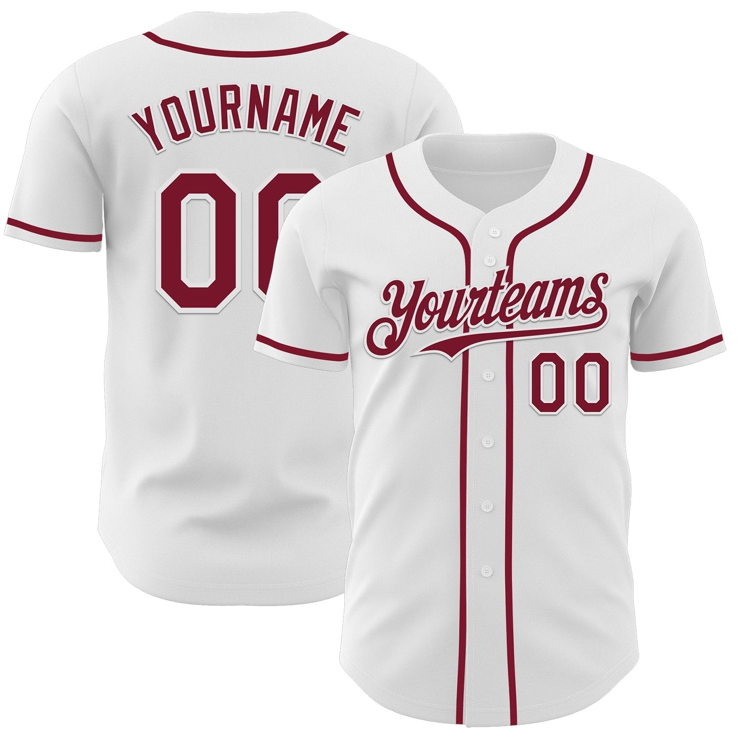 Custom White Crimson Authentic Baseball Jersey baseball jersey product view 1
