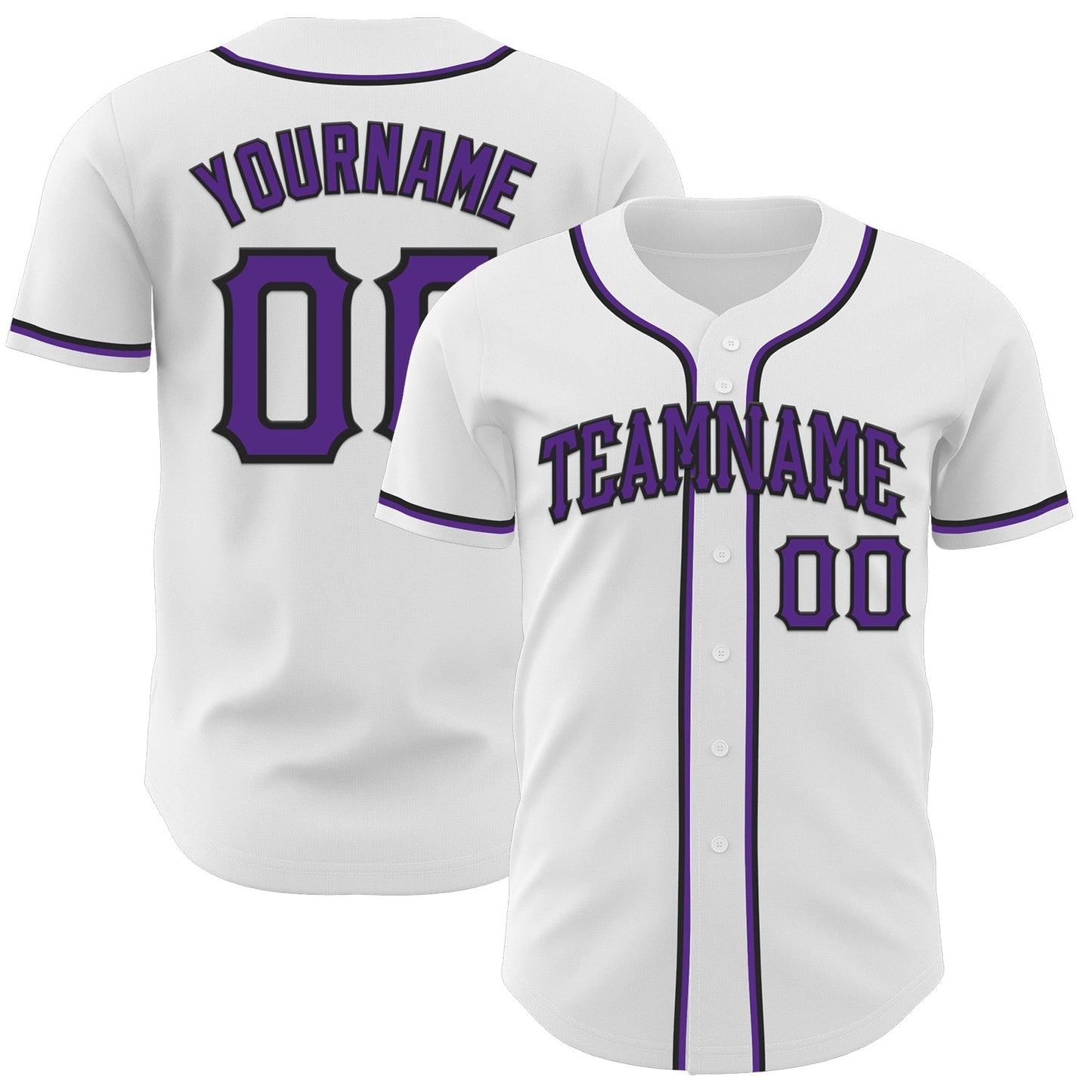 Custom White Purple-Black Authentic Baseball Jersey baseball jersey product view 1
