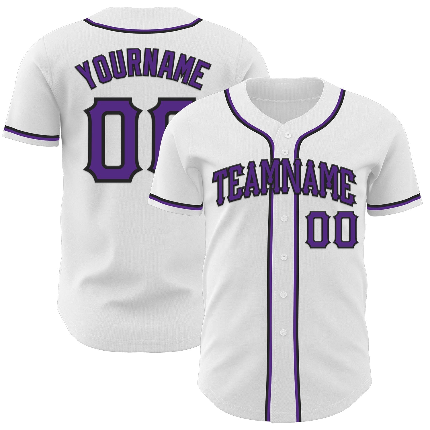 Custom White Purple-Black Authentic Baseball Jersey baseball jersey product view 1