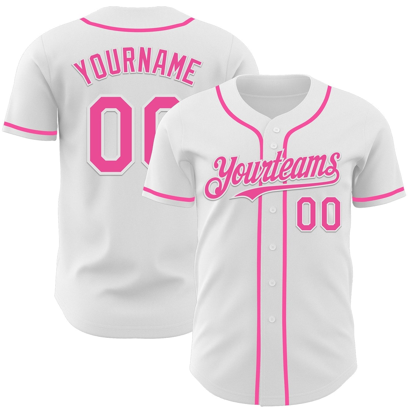 Custom White Pink Authentic Baseball Jersey baseball jersey product view 1