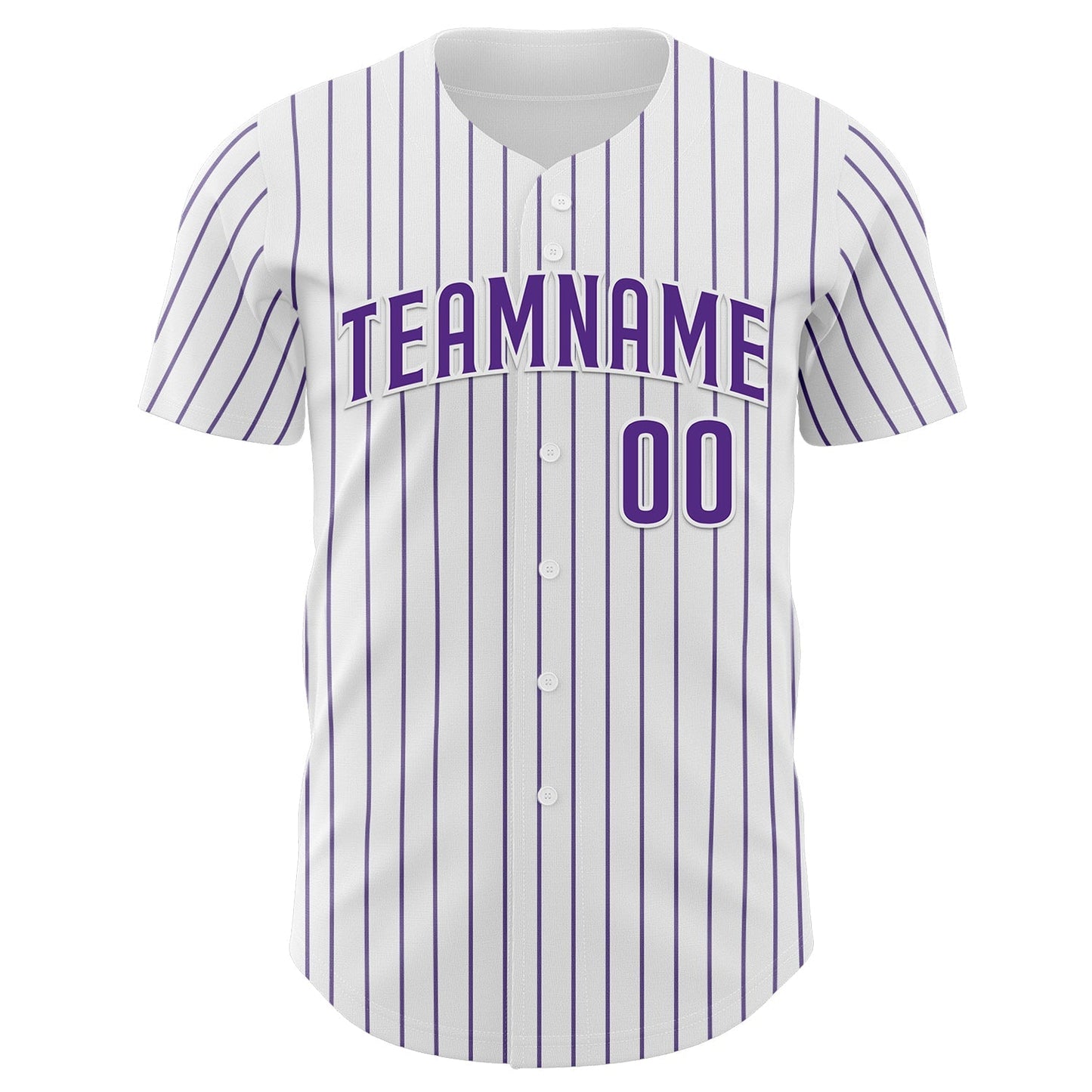 Custom White Purple Pinstripe Purple Authentic Baseball Jersey baseball jersey product view 2