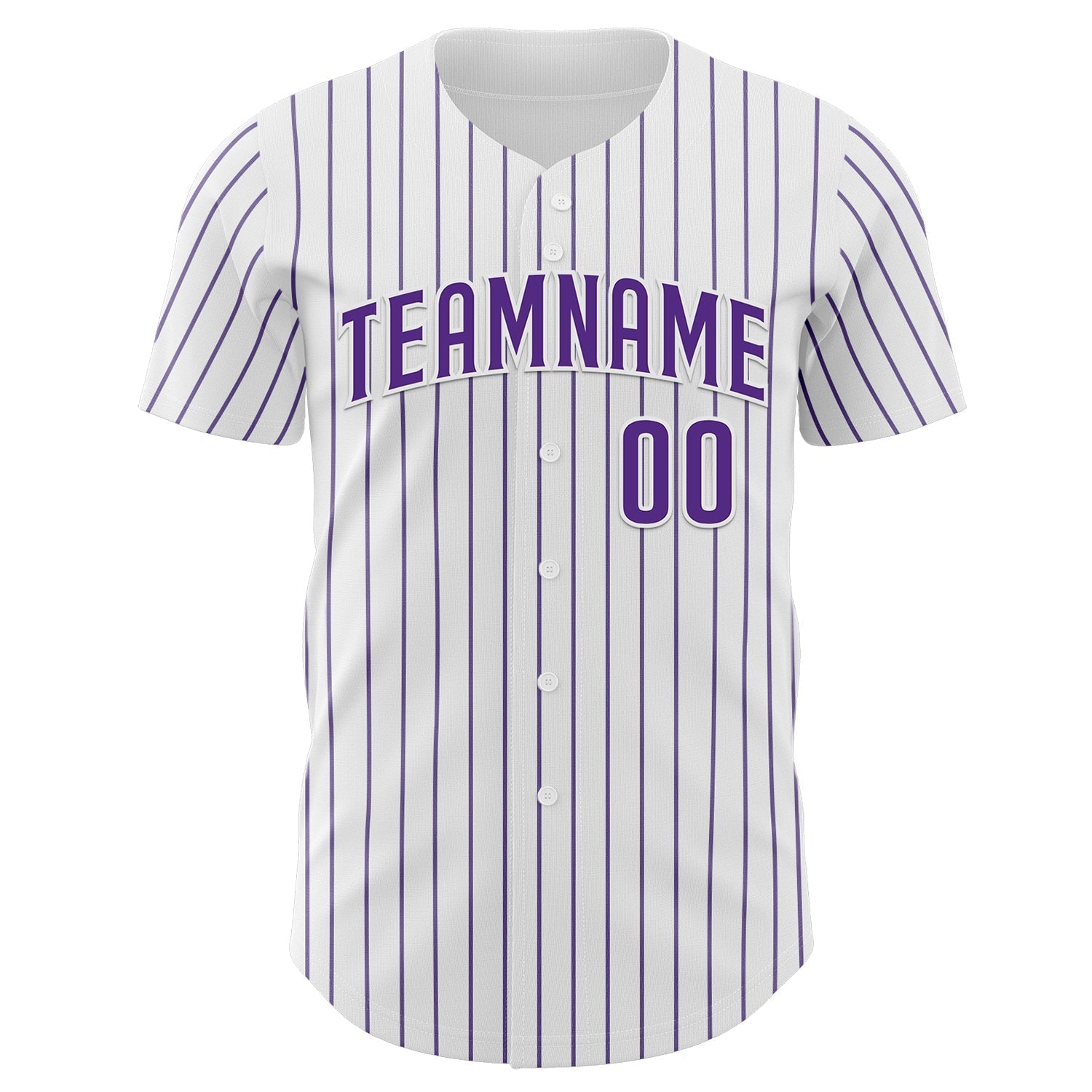 Custom White Purple Pinstripe Purple Authentic Baseball Jersey baseball jersey product view 2