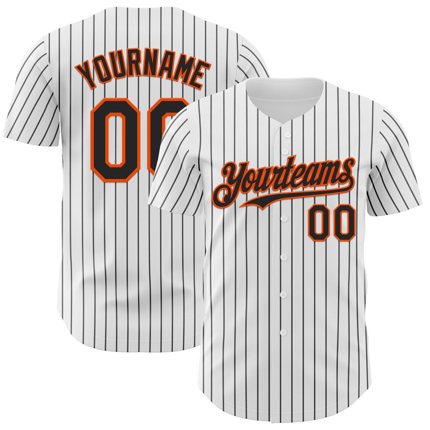 Custom White Black Pinstripe Orange Authentic Baseball Jersey baseball jersey product view 1