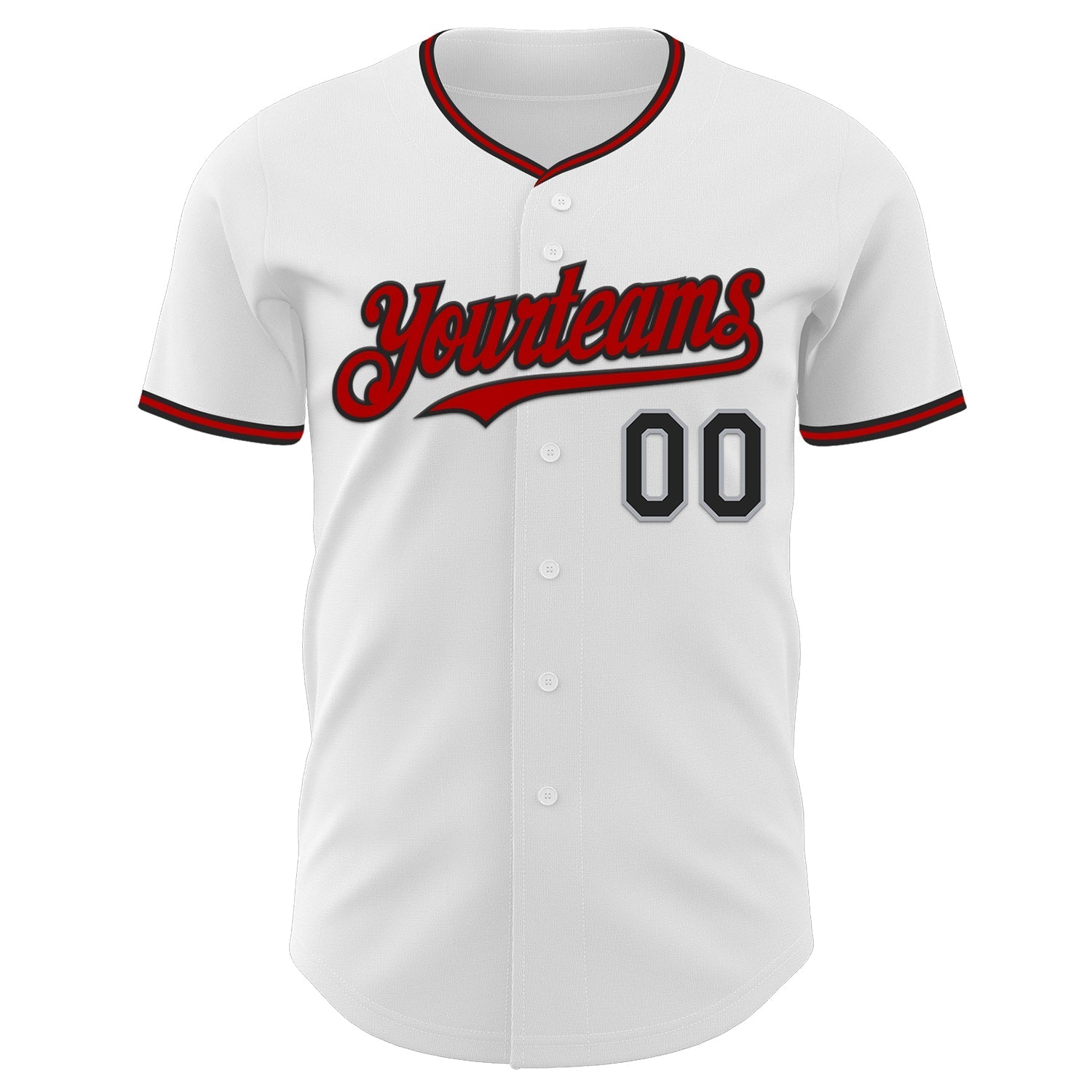 Custom White Black Gray-Red Authentic Baseball Jersey baseball jersey product view 2