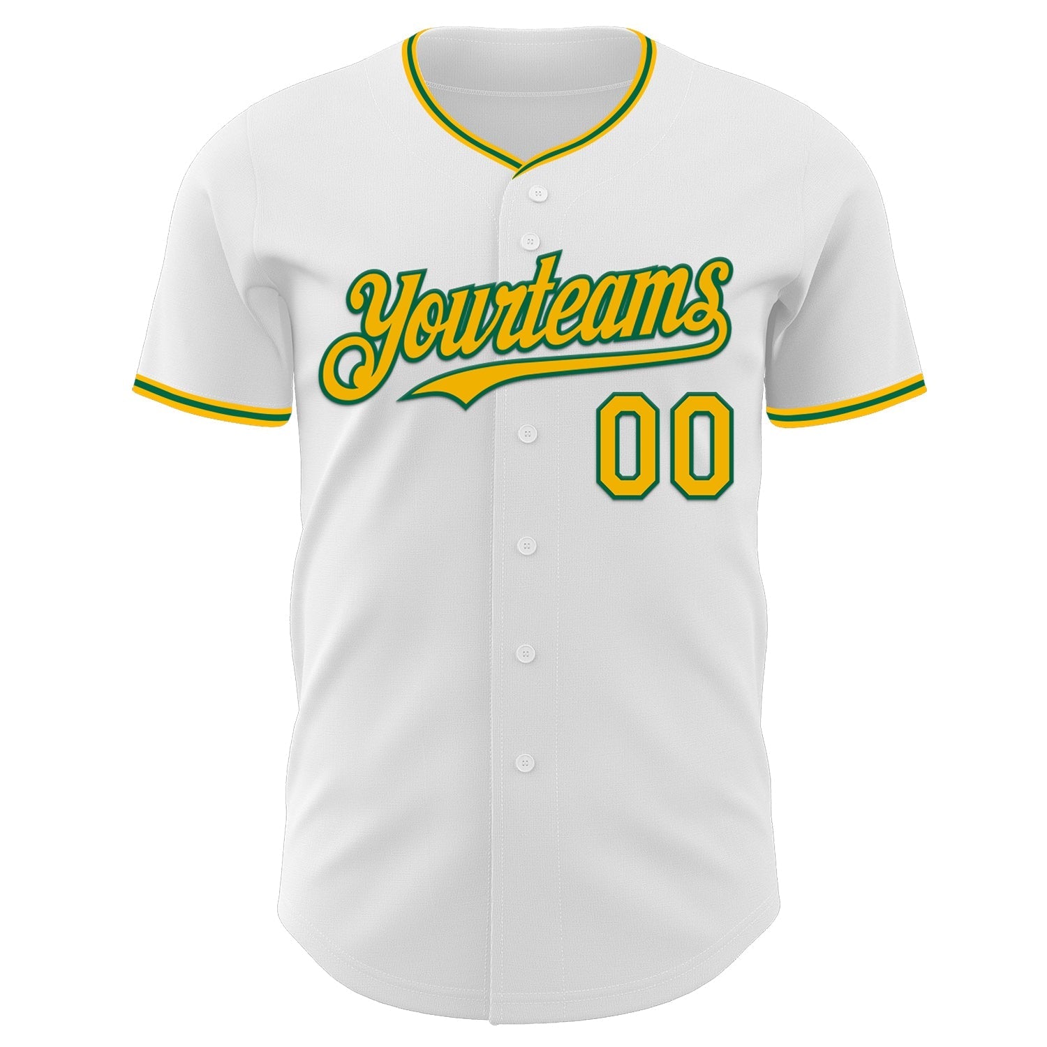 Custom White Gold-Kelly Green Authentic Baseball Jersey baseball jersey product view 2