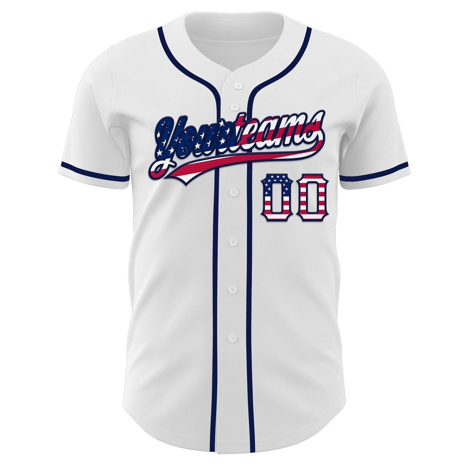 Custom White USA Flag-Navy Authentic Baseball Jersey baseball jersey product view 2