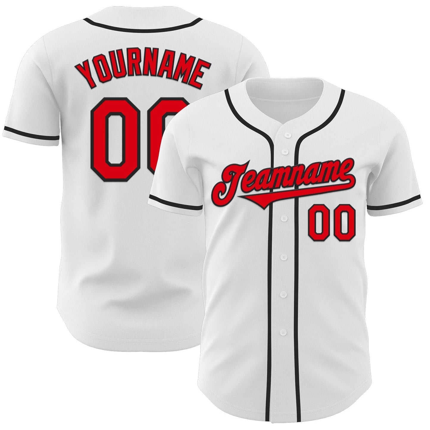 Custom White Fire Red-Black Authentic Baseball Jersey baseball jersey product view 1