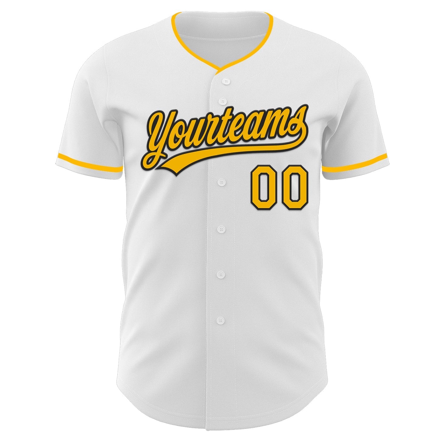 Custom White Gold-Black Authentic Baseball Jersey baseball jersey product view 2