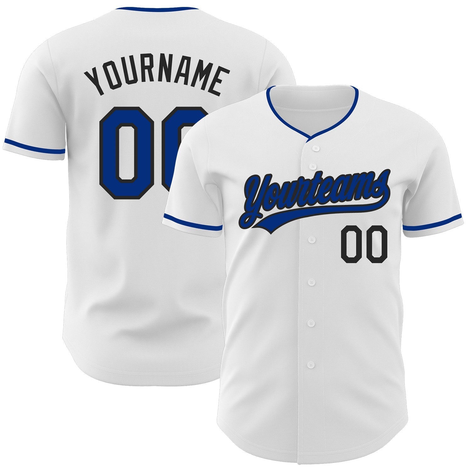 Custom White Royal-Black Authentic Baseball Jersey baseball jersey product view 1
