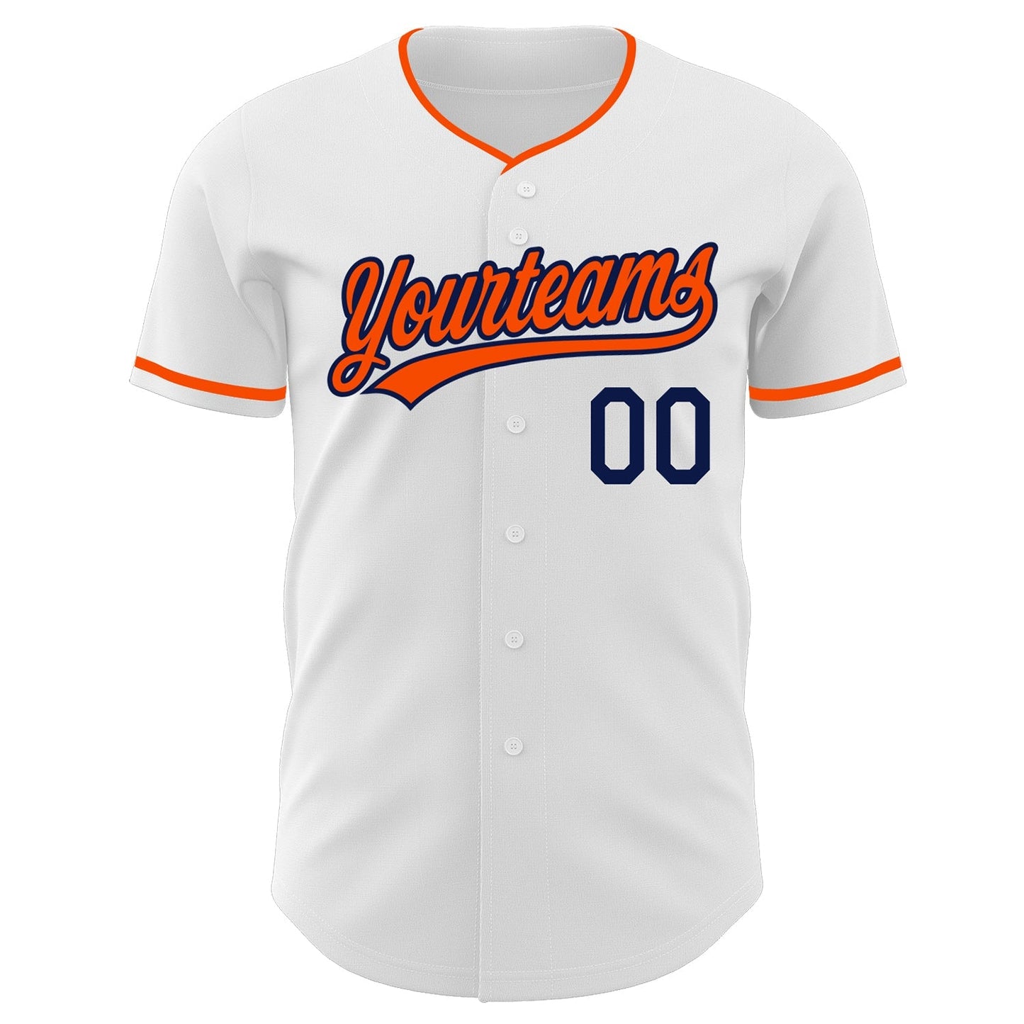 Custom White Orange-Navy Authentic Baseball Jersey baseball jersey product view 2