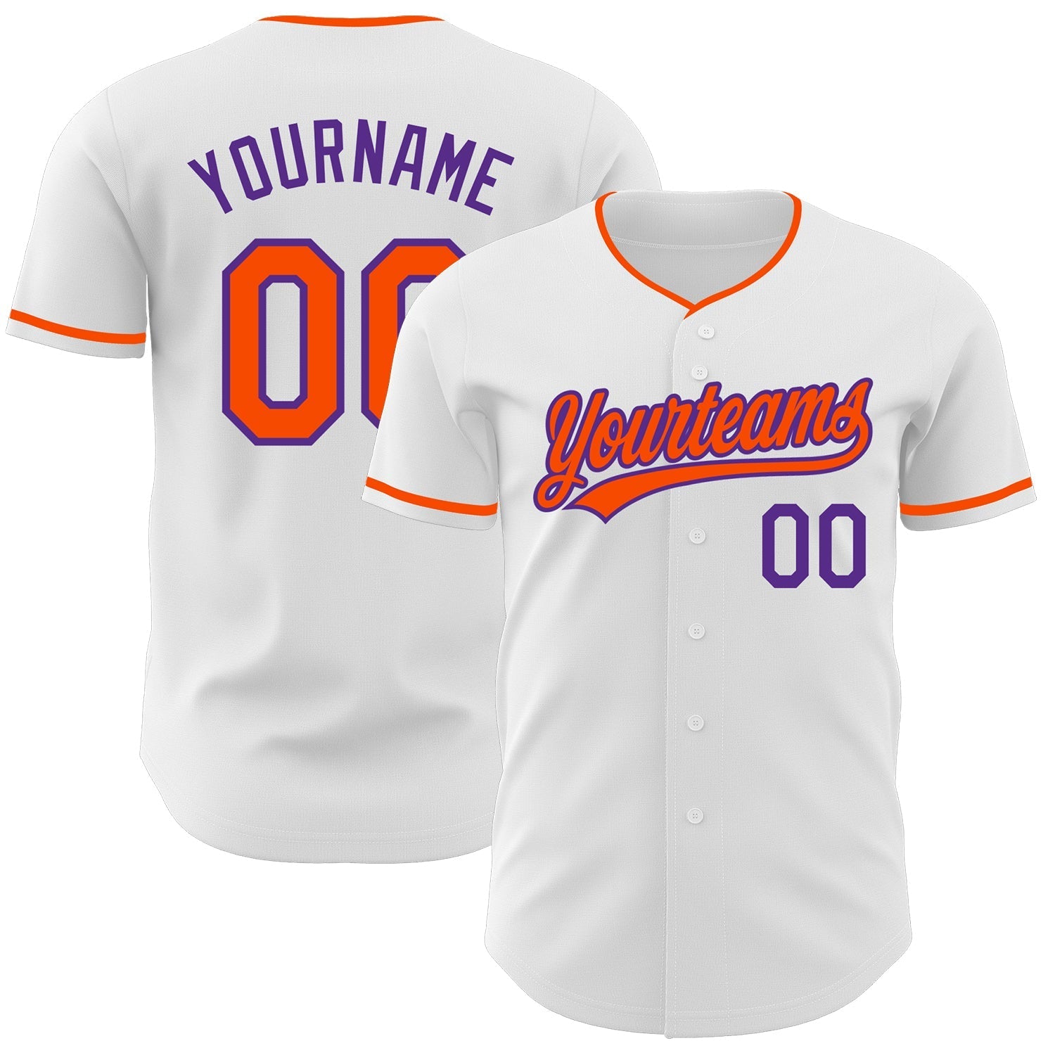 Custom White Orange-Purple Authentic Baseball Jersey baseball jersey product view 1