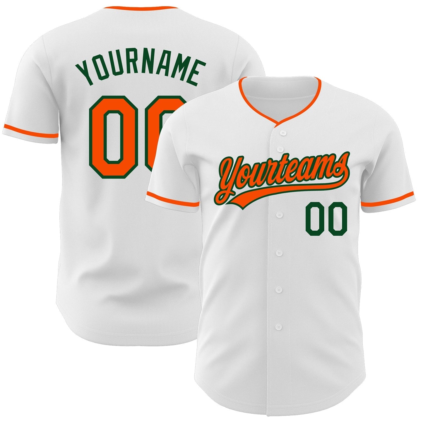 Custom White Orange-Green Authentic Baseball Jersey baseball jersey product view 1