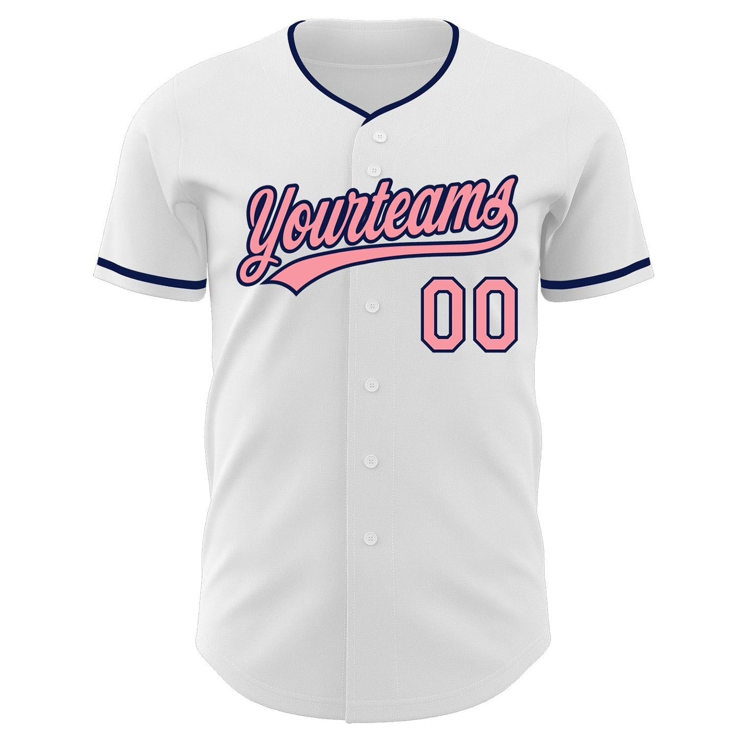 Custom White Medium Pink-Navy Authentic Baseball Jersey baseball jersey product view 2