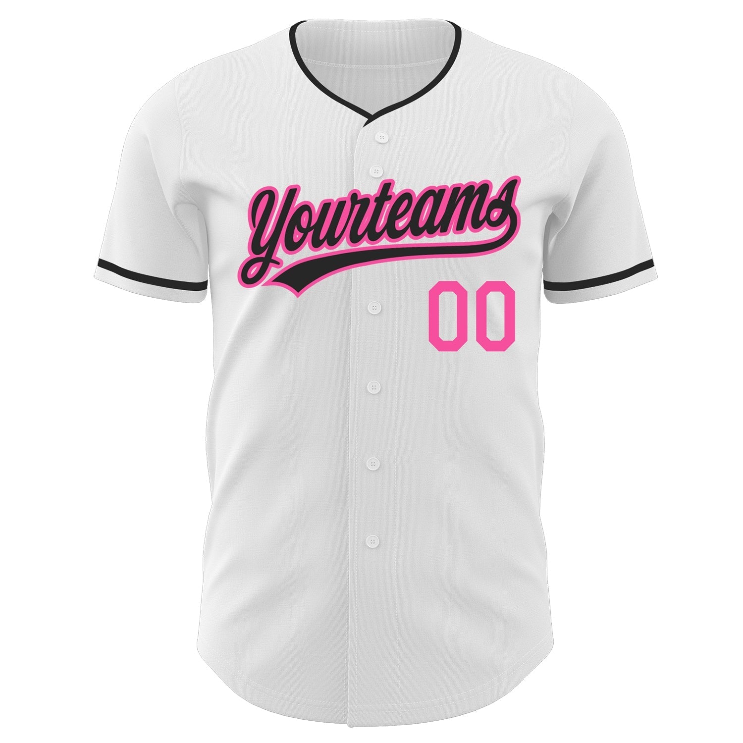 Custom White Black-Pink Authentic Baseball Jersey baseball jersey product view 2