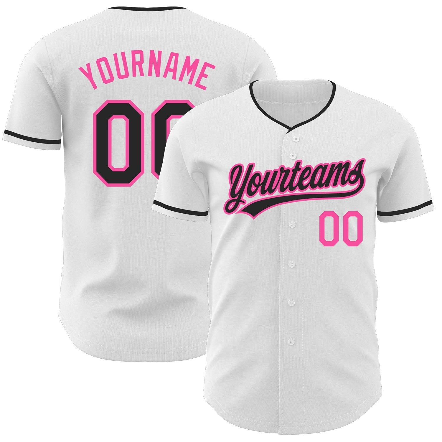 Custom White Black-Pink Authentic Baseball Jersey baseball jersey product view 1