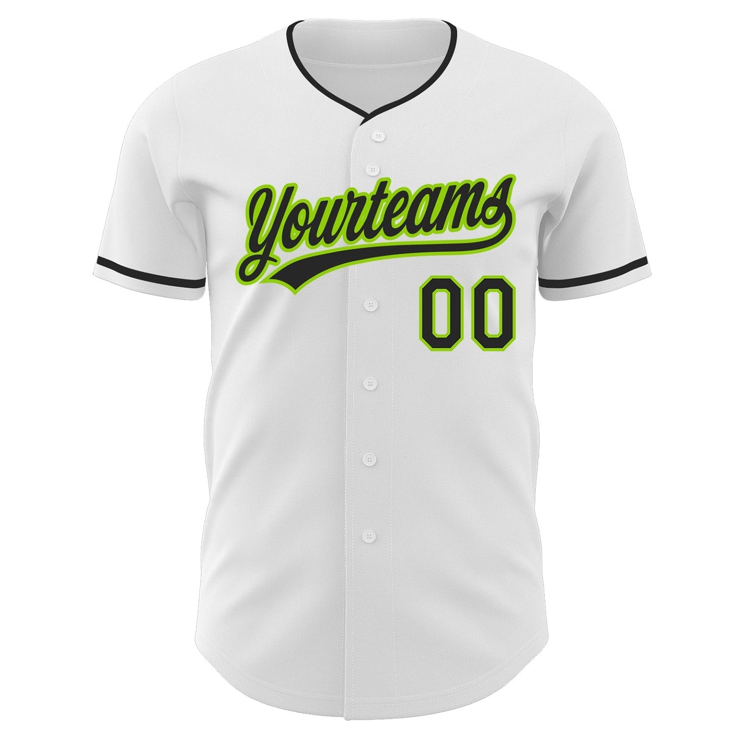 Custom White Black-Neon Green Authentic Baseball Jersey baseball jersey product view 2
