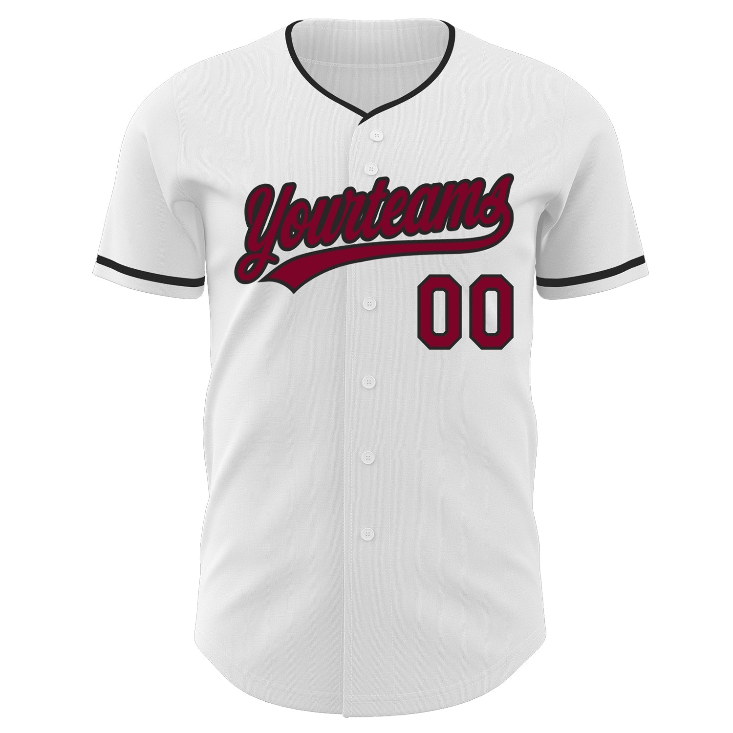 Custom White Maroon-Black Authentic Baseball Jersey baseball jersey product view 2
