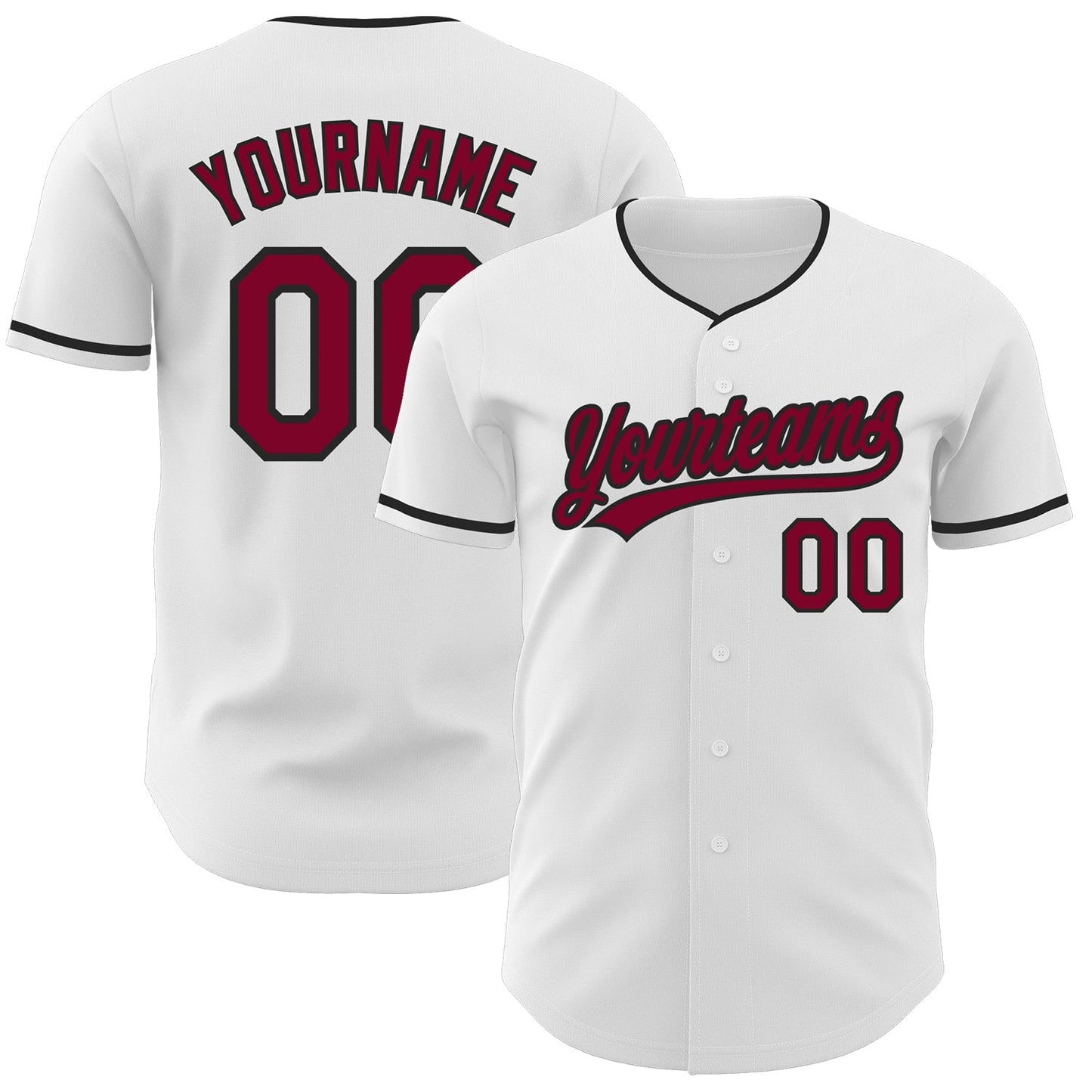 Custom White Maroon-Black Authentic Baseball Jersey baseball jersey product view 1