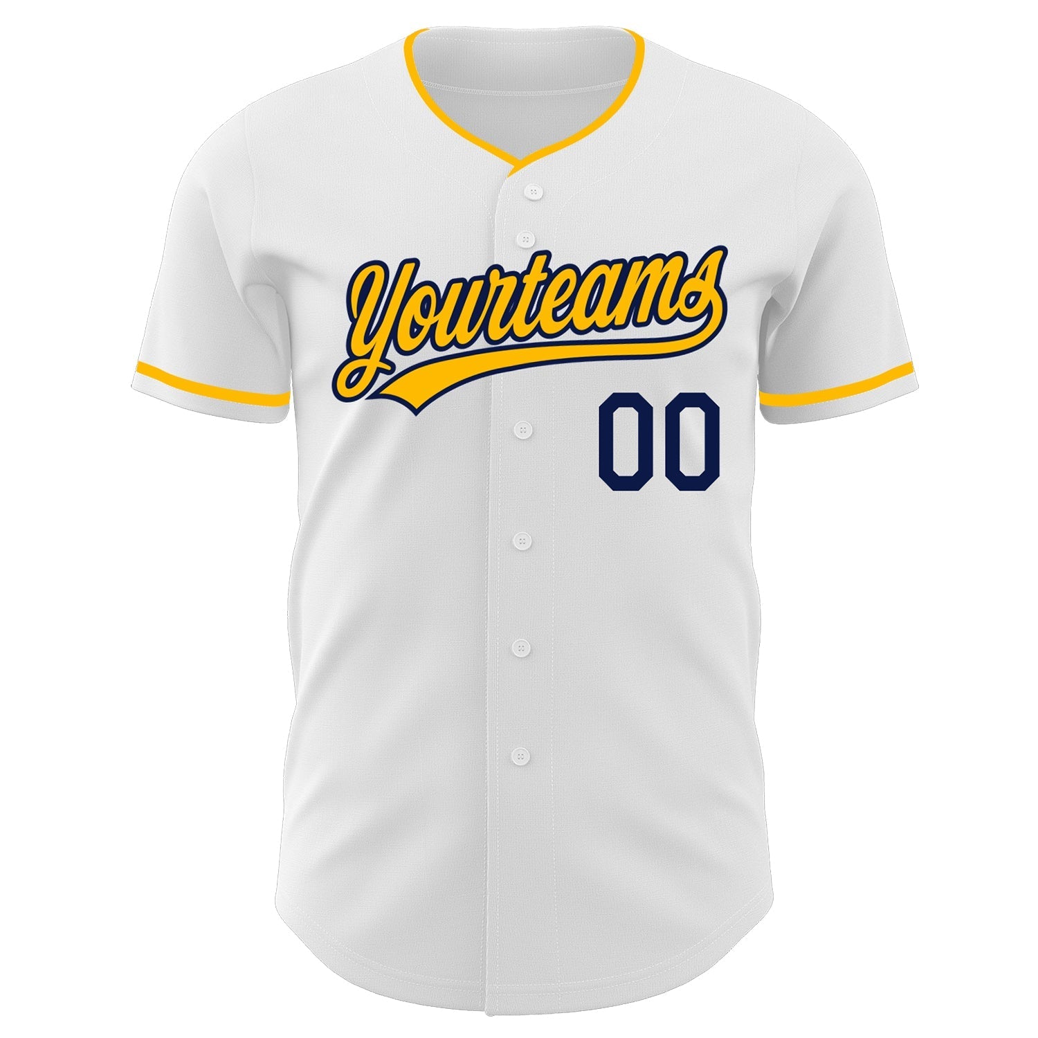 Custom White Gold-Navy Authentic Baseball Jersey baseball jersey product view 2