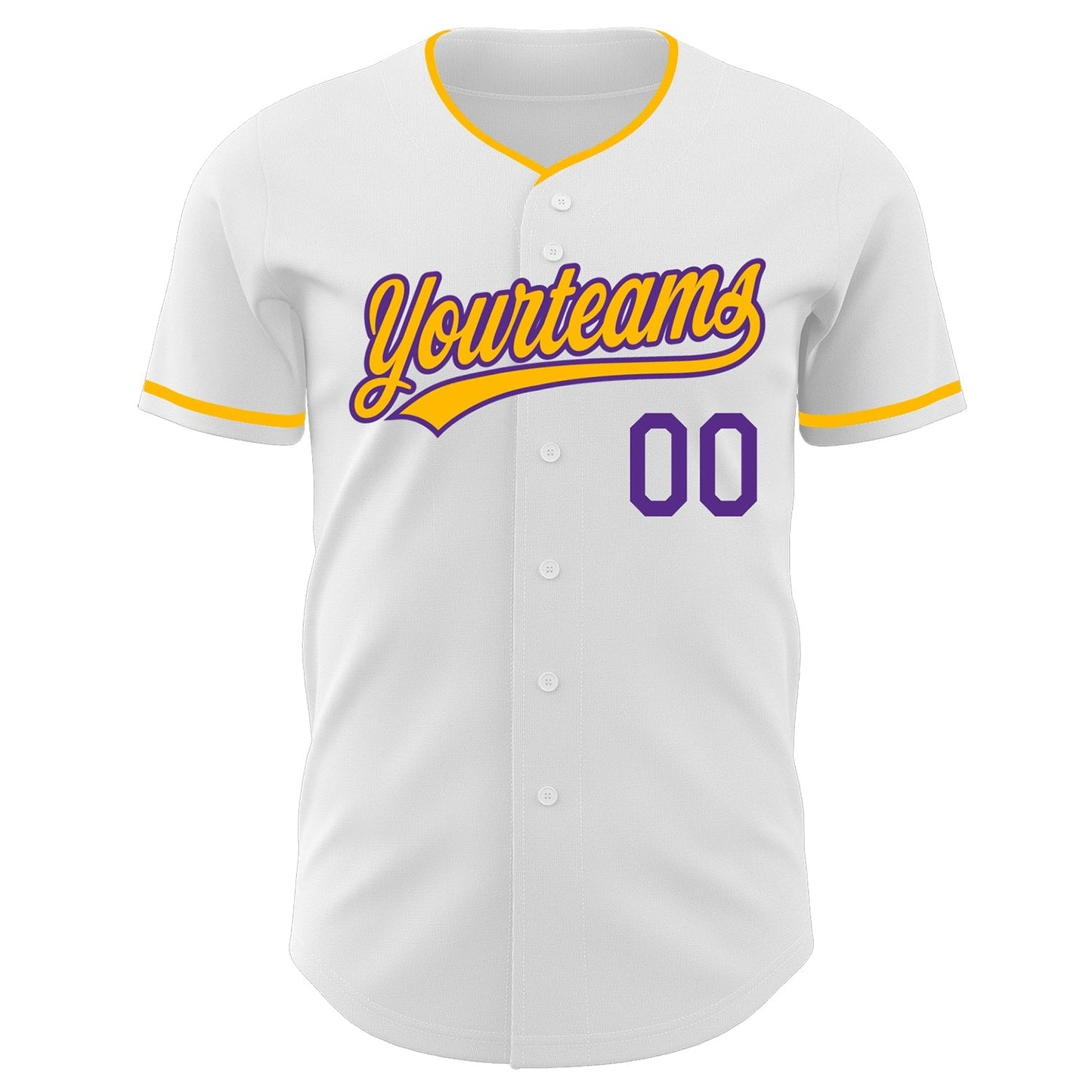 Custom White Gold-Purple Authentic Baseball Jersey baseball jersey product view 2