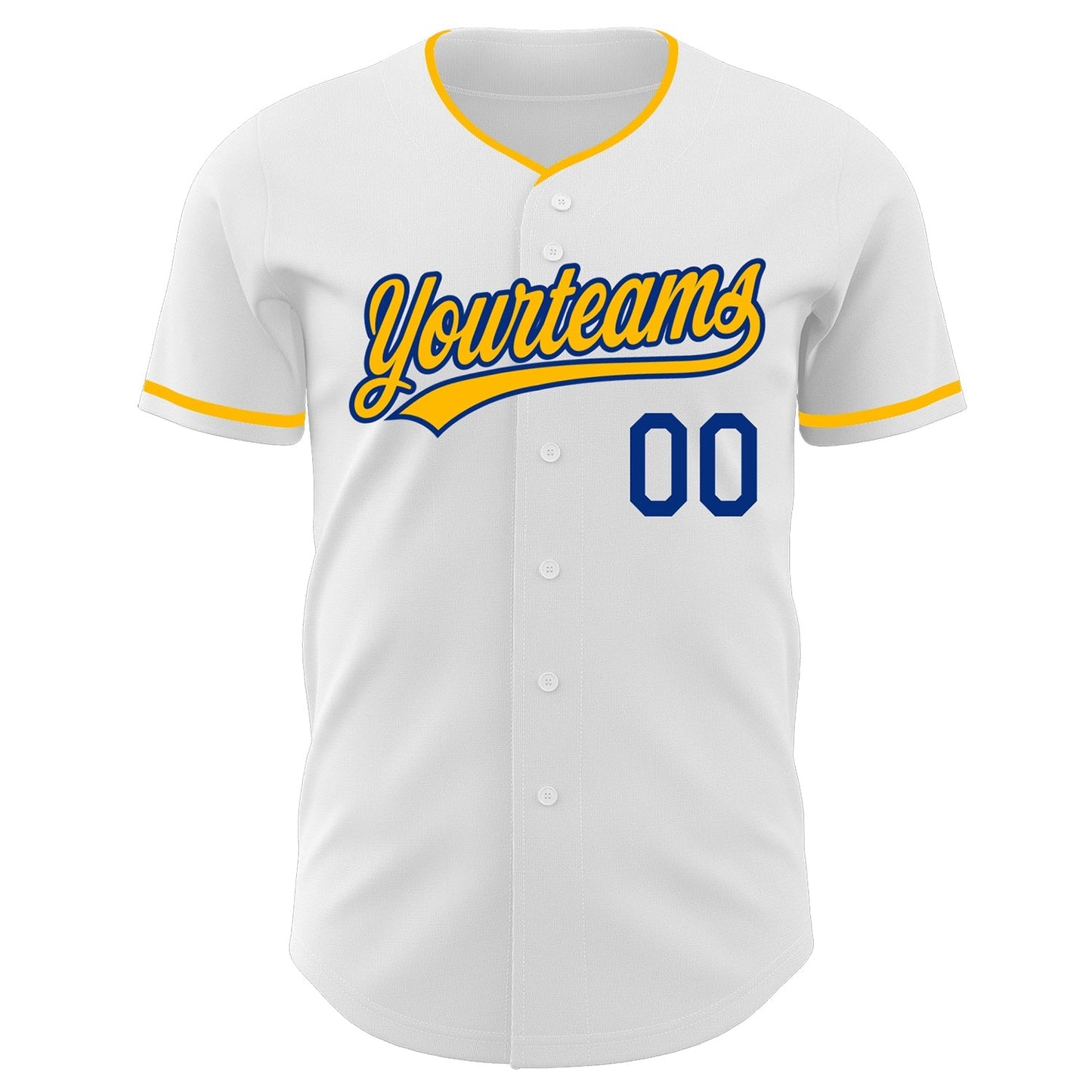 Custom White Gold-Royal Authentic Baseball Jersey baseball jersey product view 2