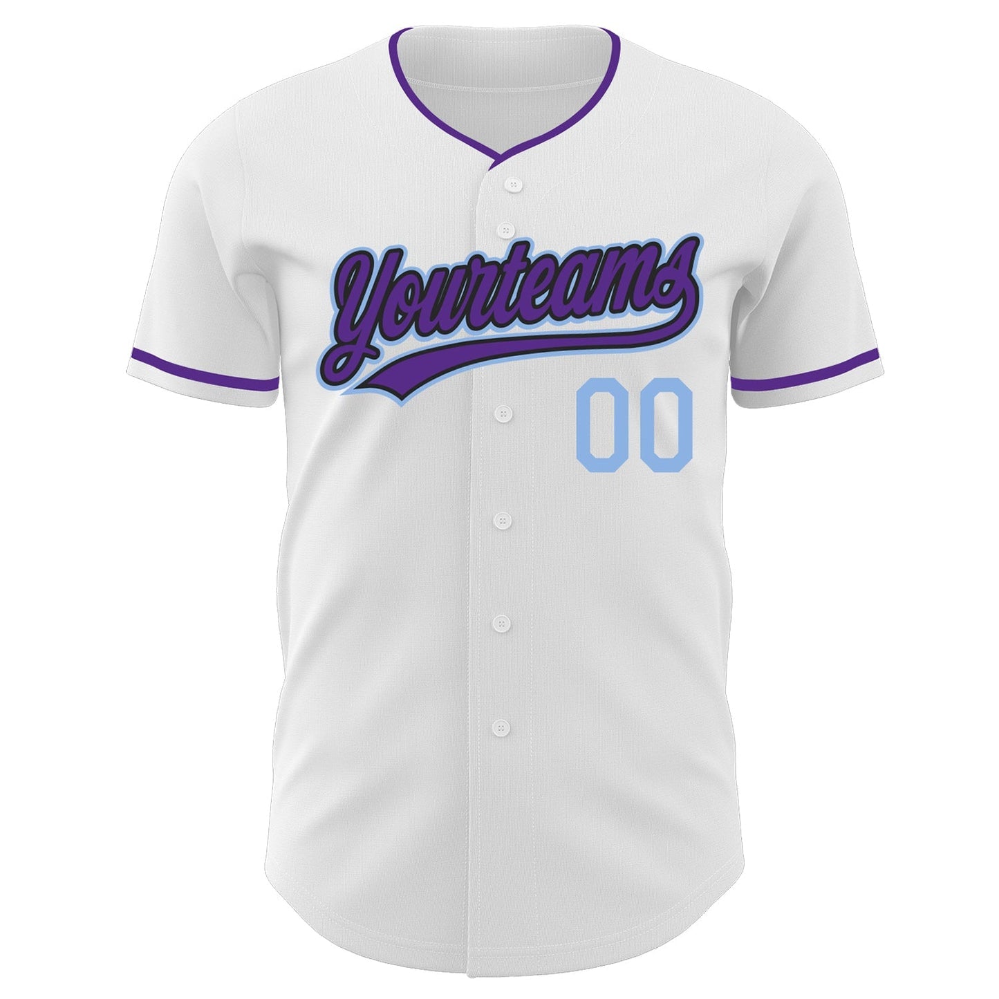 Custom White Purple Black-Light Blue Authentic Baseball Jersey baseball jersey product view 2