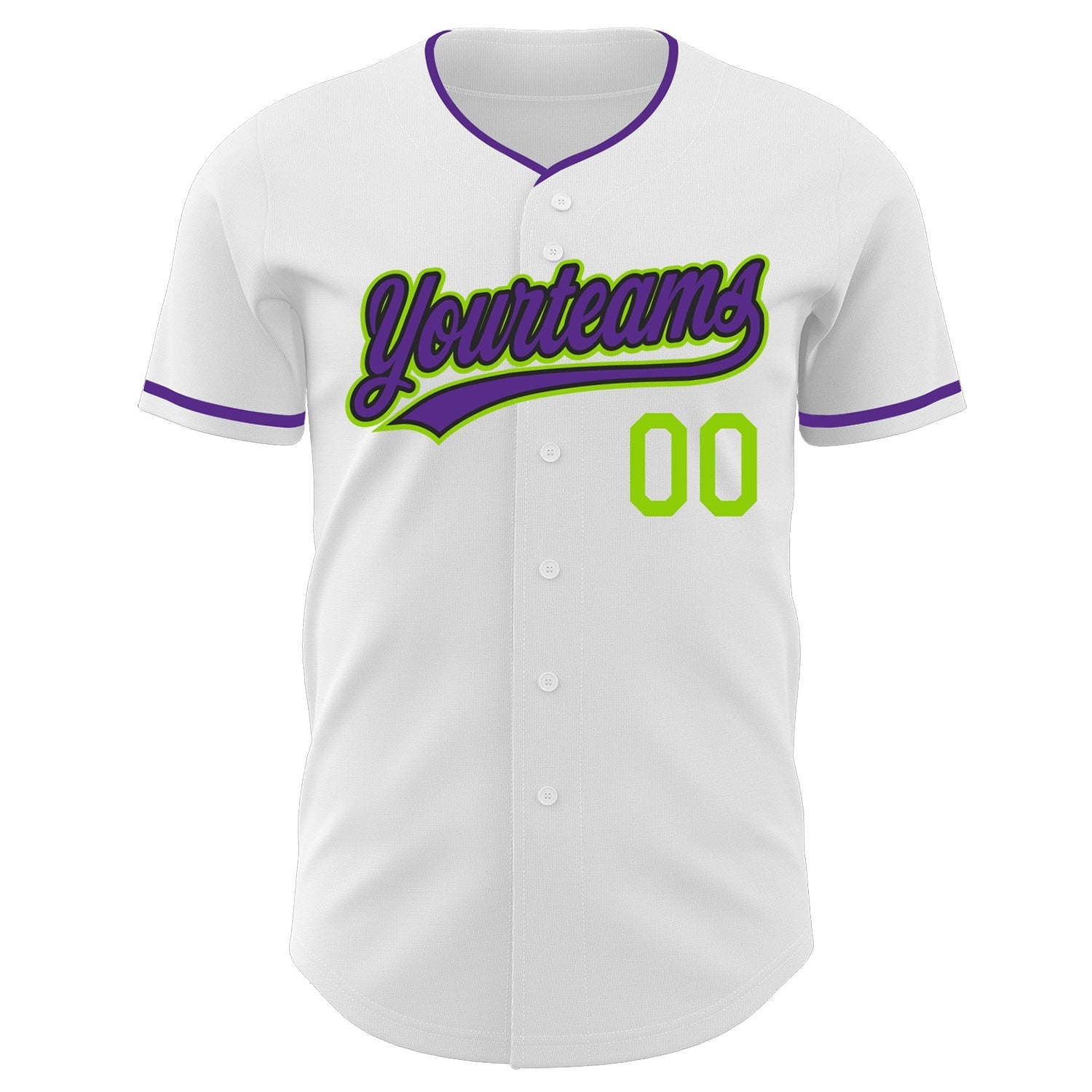 Custom White Purple Black-Neon Green Authentic Baseball Jersey baseball jersey product view 2