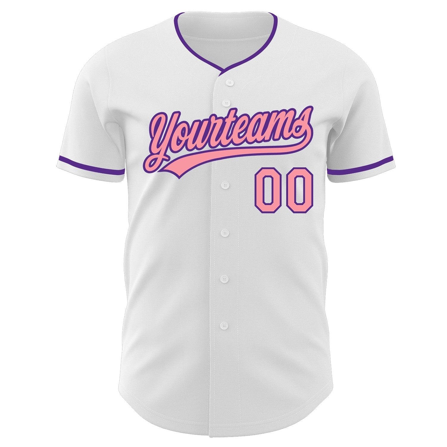 Custom White Medium Pink-Purple Authentic Baseball Jersey baseball jersey product view 2