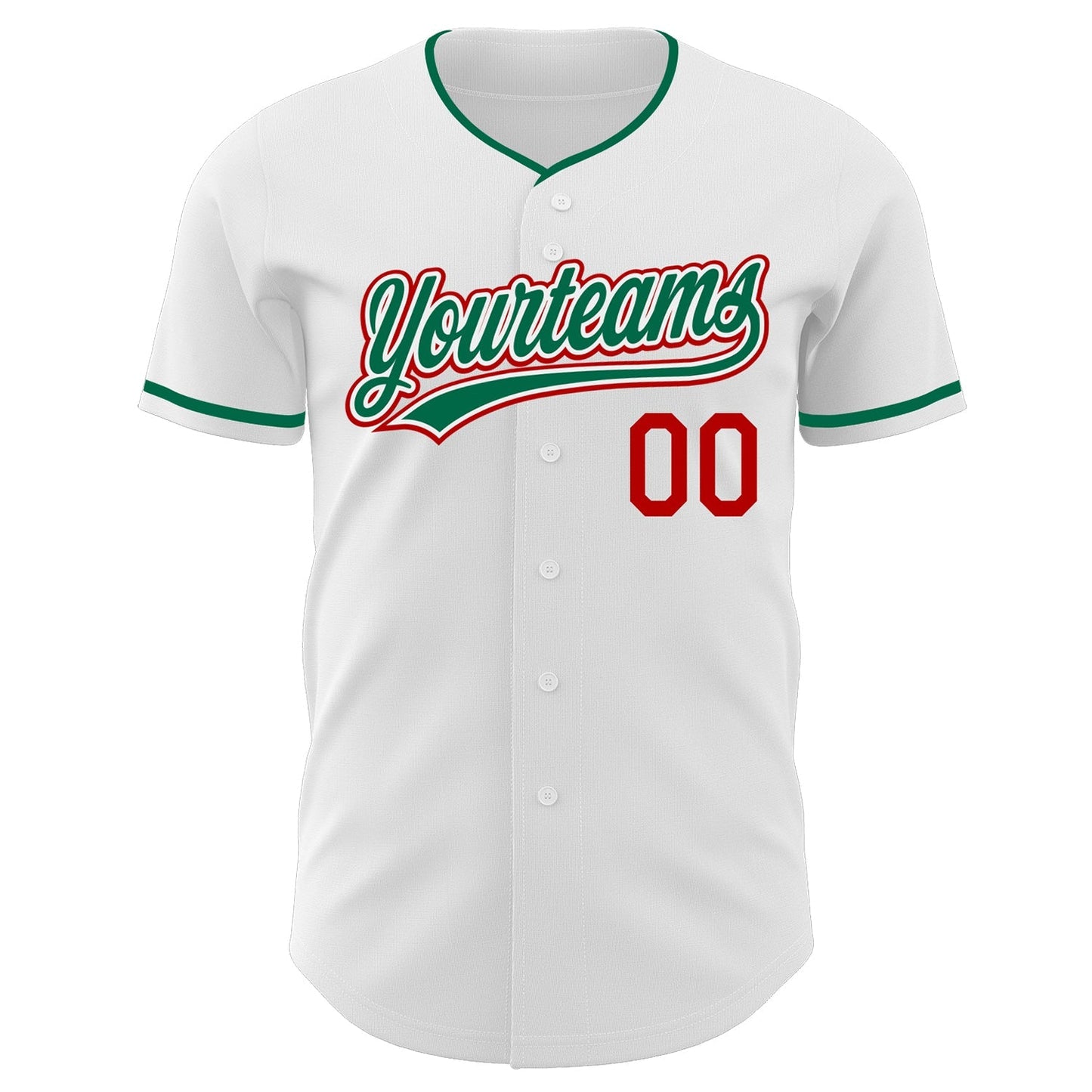 Custom White Kelly Green-Red Authentic Baseball Jersey baseball jersey product view 2