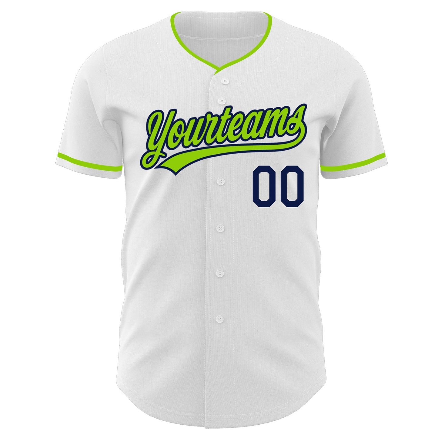 Custom White Neon Green-Navy Authentic Baseball Jersey baseball jersey product view 2