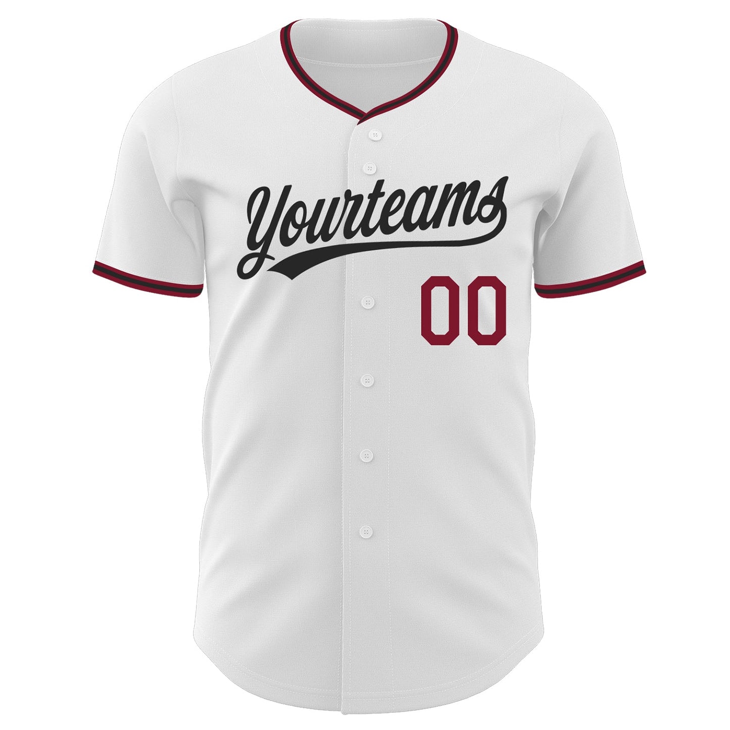 Custom White Black-Crimson Authentic Baseball Jersey baseball jersey product view 2