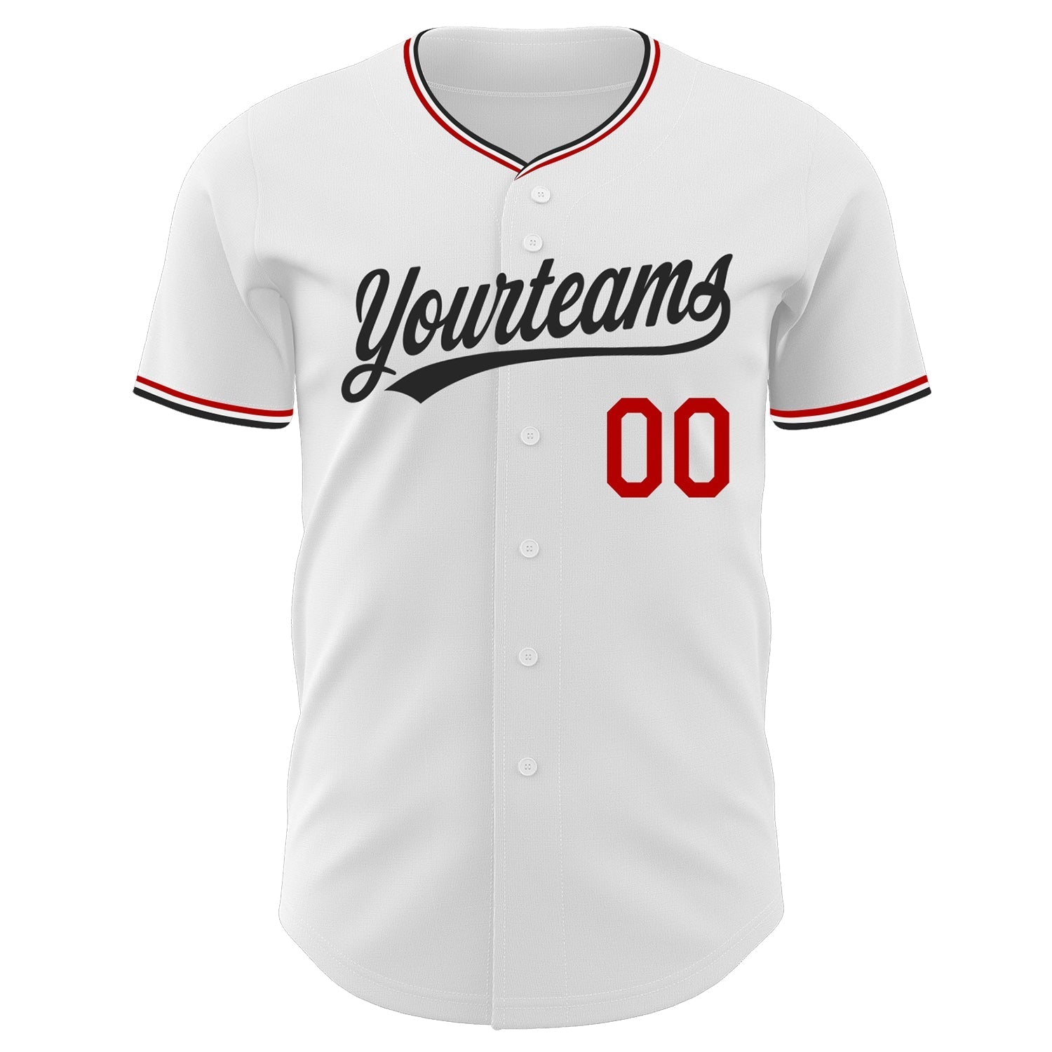 Custom White Black-Red Authentic Baseball Jersey baseball jersey product view 2