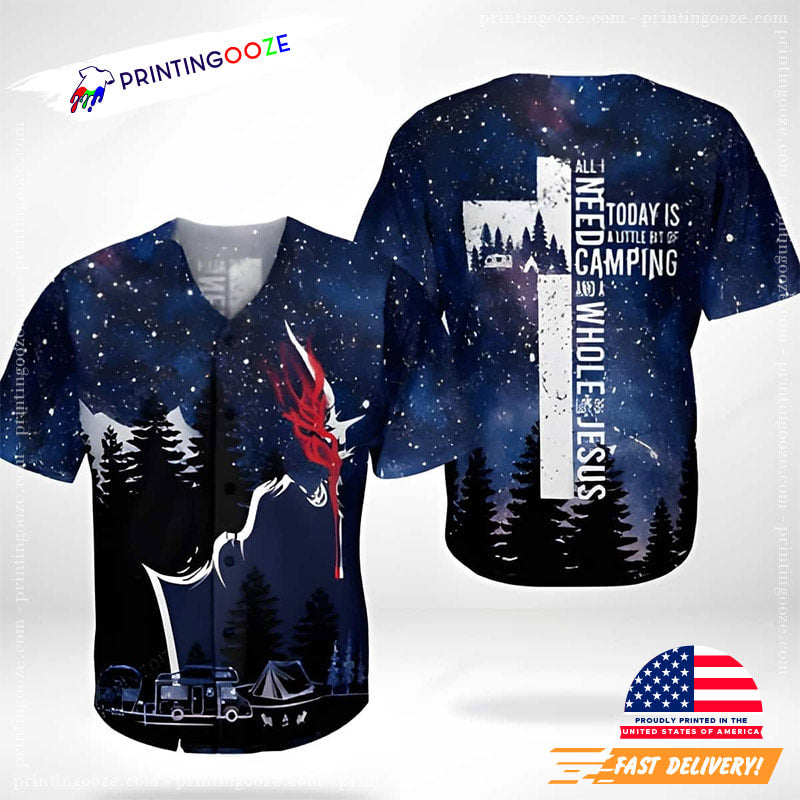 Whole Lot Of Jesus Sky Night Forest Baseball Jersey baseball jersey product view 1