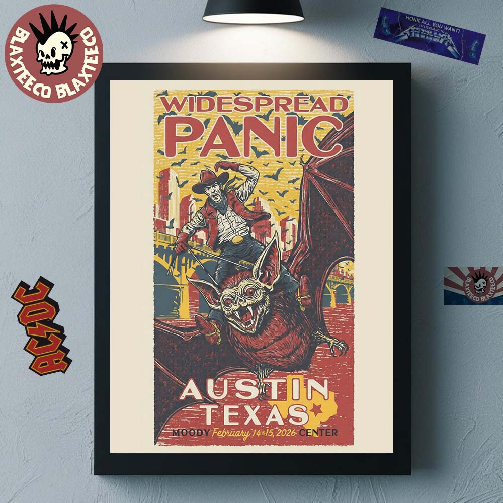 Widespread Panic Austin Texas 2026 Event Poster At Moody Center On February 14 And 15 2026 Bat Bowboy Art Home Decor Poster Canvas - T-Shirt, Sweatshirt, Hoodie