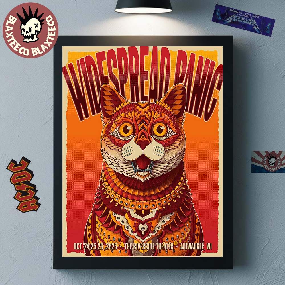 Widespread Panic Milwaukee Wisconsin 2025 Event Poster At Riverside Theater On October 24 25 26 2025 The Cat Art Home Decor Poster Canvas - T-Shirt, Sweatshirt, Hoodie