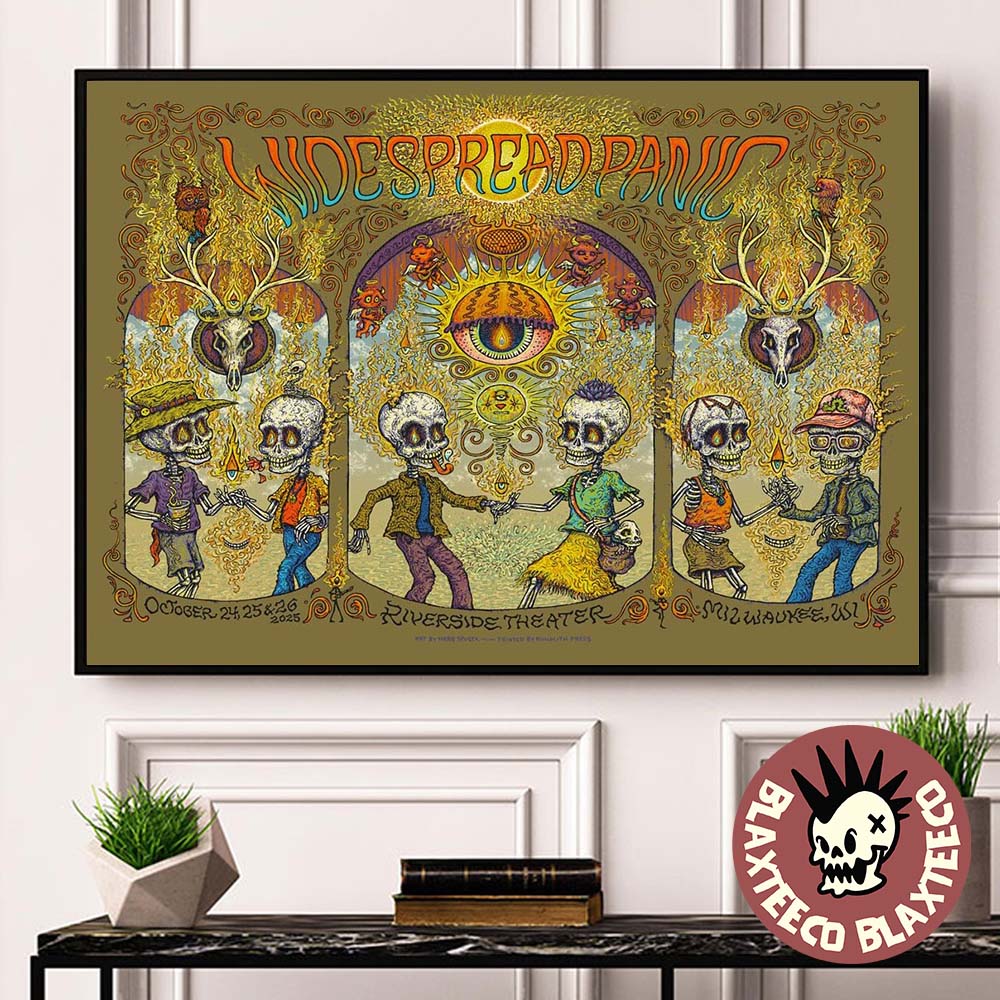 Widespread Panic Milwaukee Wisconsin 2025 Event Poster At Riverside Theater On October 24 25 26 2025 The Skeletons Art Landscape Poster Canvas - T-Shirt, Sweatshirt, Hoodie