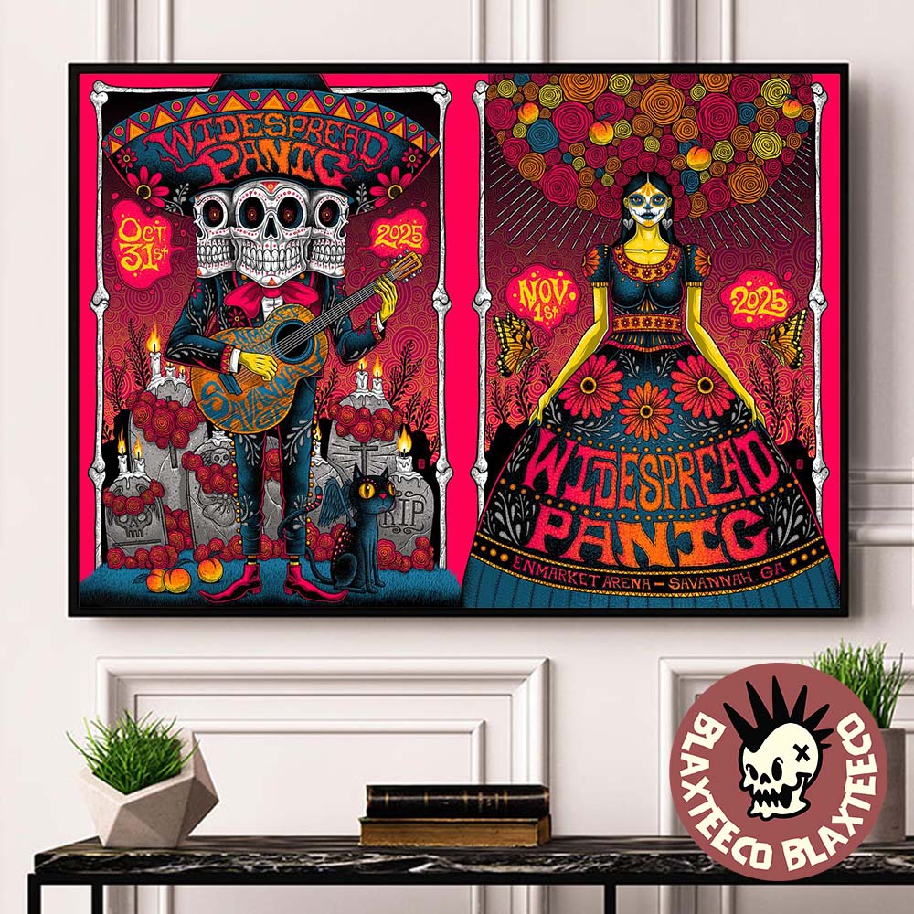 Widespread Panic Savannah Georgia 2025 Merch Event Poster At Enmarket Arena On October 31 And November 1 2025 Day Of The Death Art Landscape Poster Canvas - T-Shirt, Sweatshirt, Hoodie