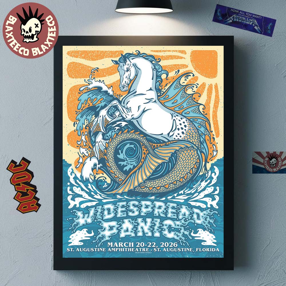 Widespread Panic St Augustine Florida 2026 Event Merch Poster At St Augustine Amphitheatre On March 20-22 2026 The Sea Horse Art Poster Canvas - T-Shirt, Sweatshirt, Hoodie