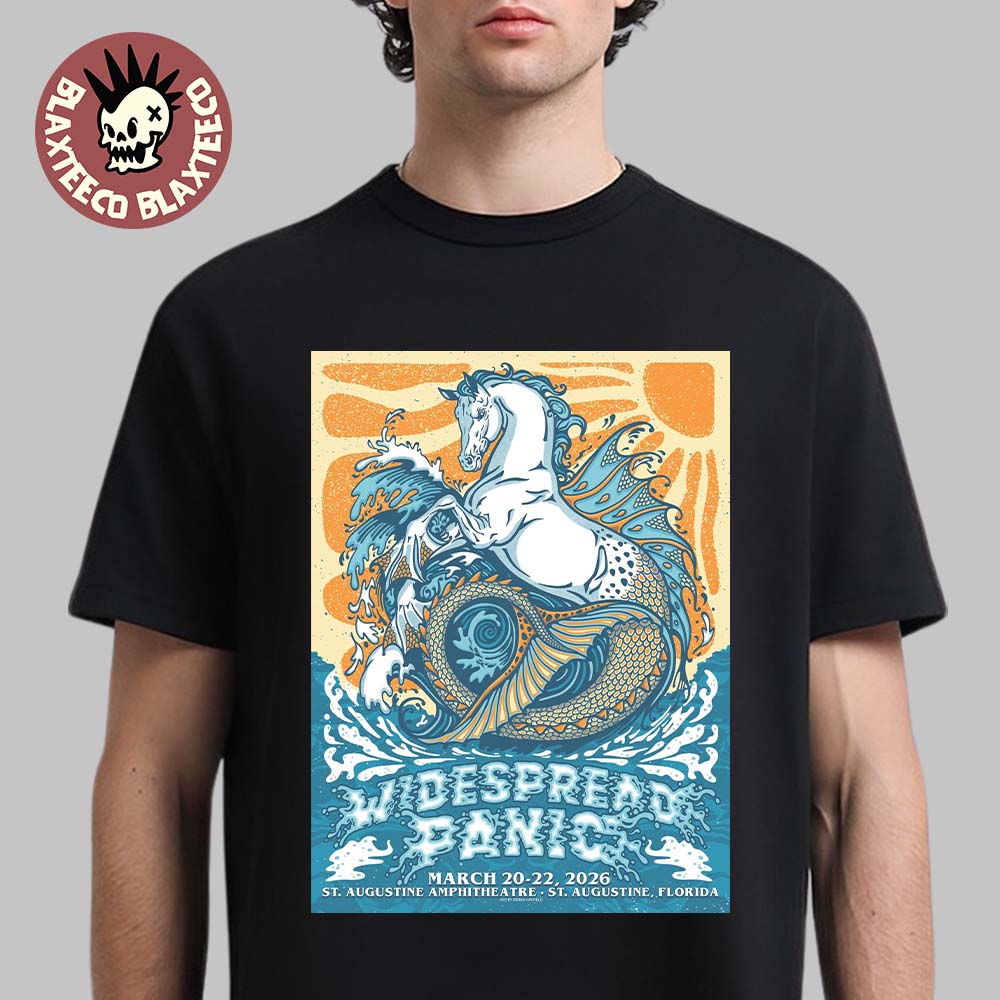 Widespread Panic St Augustine Florida 2026 Event Merch Poster At St Augustine Amphitheatre On March 20-22 2026 The Sea Horse Art T-Shirt - T-Shirt, Sweatshirt, Hoodie