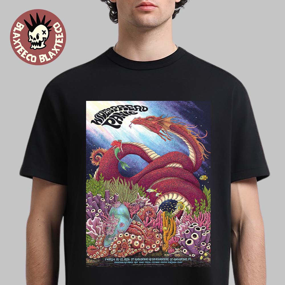 Widespread Panic St Augustine Florida 2026 X Conscious Alliance Event Poster At St Augustine Amphitheatre On March 20-22 2026 Sea Dragon Art T-Shirt - T-Shirt, Sweatshirt, Hoodie