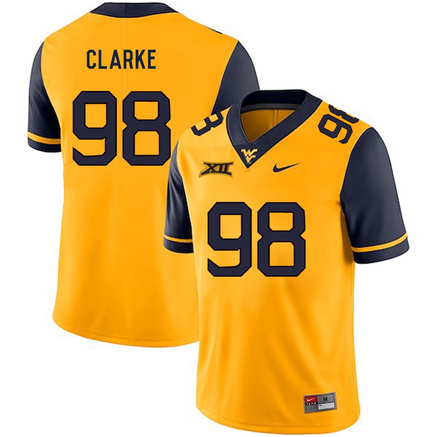 Will Clarke 98 Gold Style 1 College Football Jersey football jersey product view 1