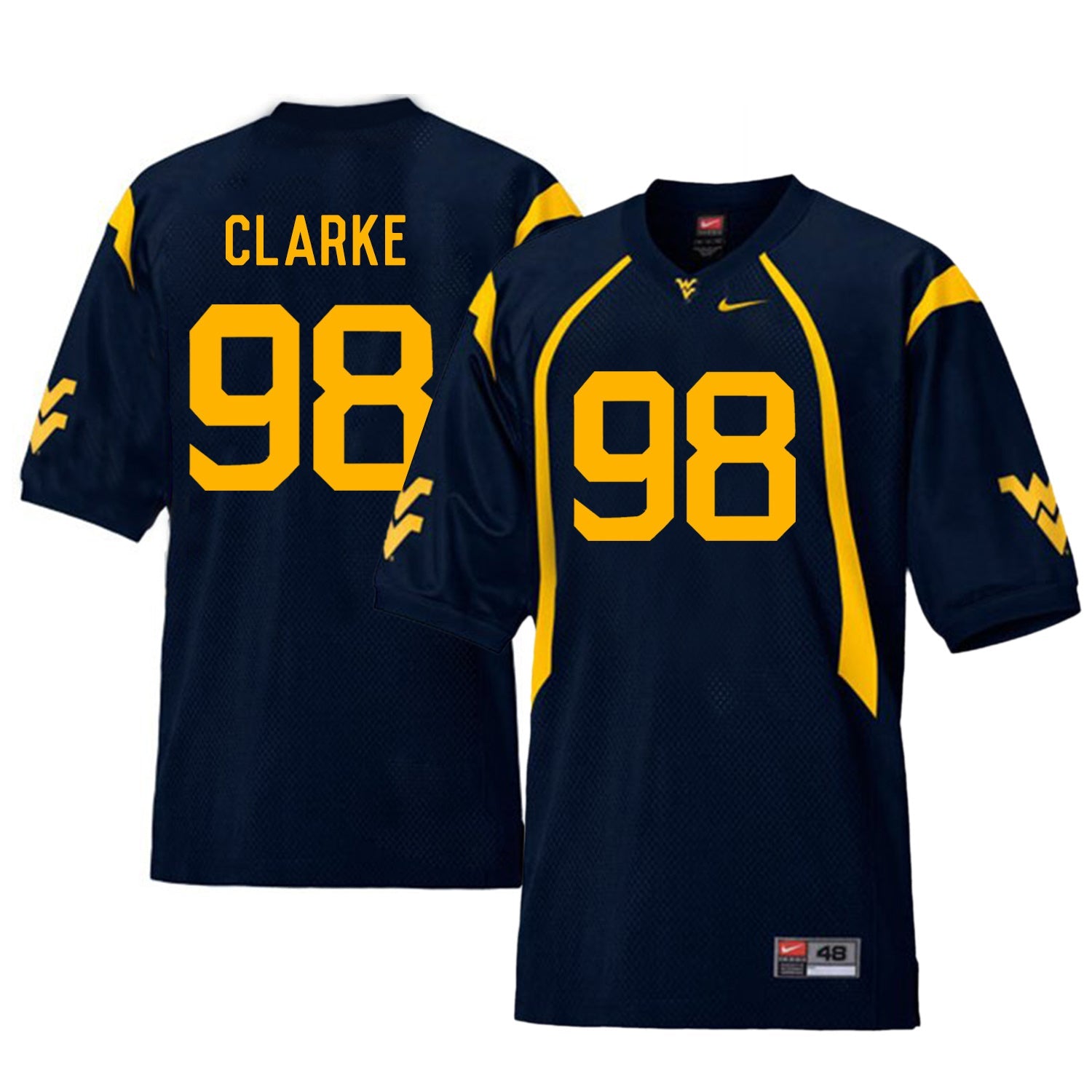 Will Clarke 98 Navy Style 2 College Football Jersey football jersey product view 1