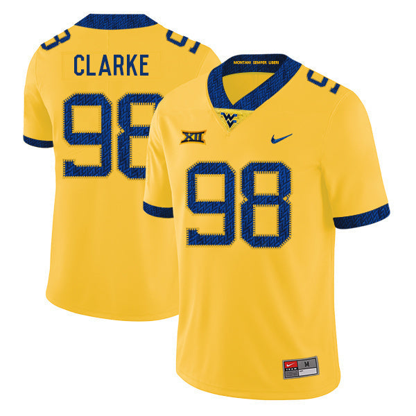 Will Clarke 98 Yellow College Football Jersey football jersey product view 1