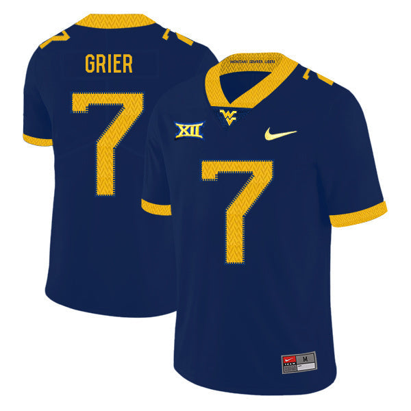 Will Grier 7 Navy Style 1 College Football Jersey football jersey product view 1
