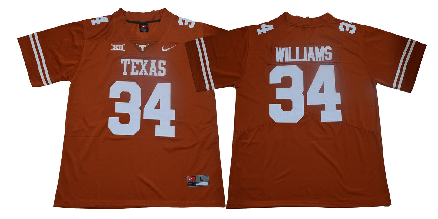 Williams 34 Legend Orange College Football Jersey football jersey product view 1