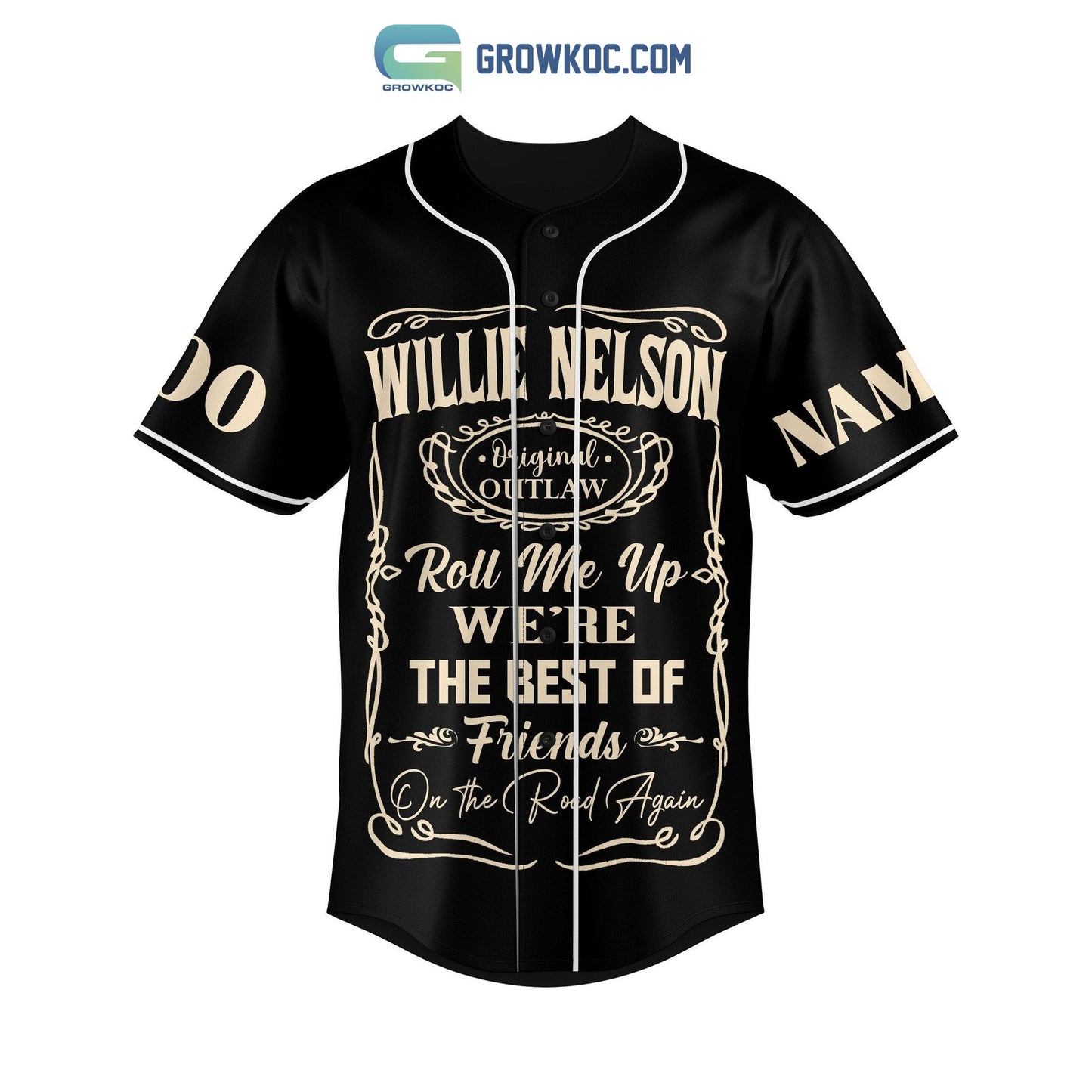 Willie Nelson Roll Me Up And Smoke Me When I Die Personalized Baseball Jersey baseball jersey product view 2
