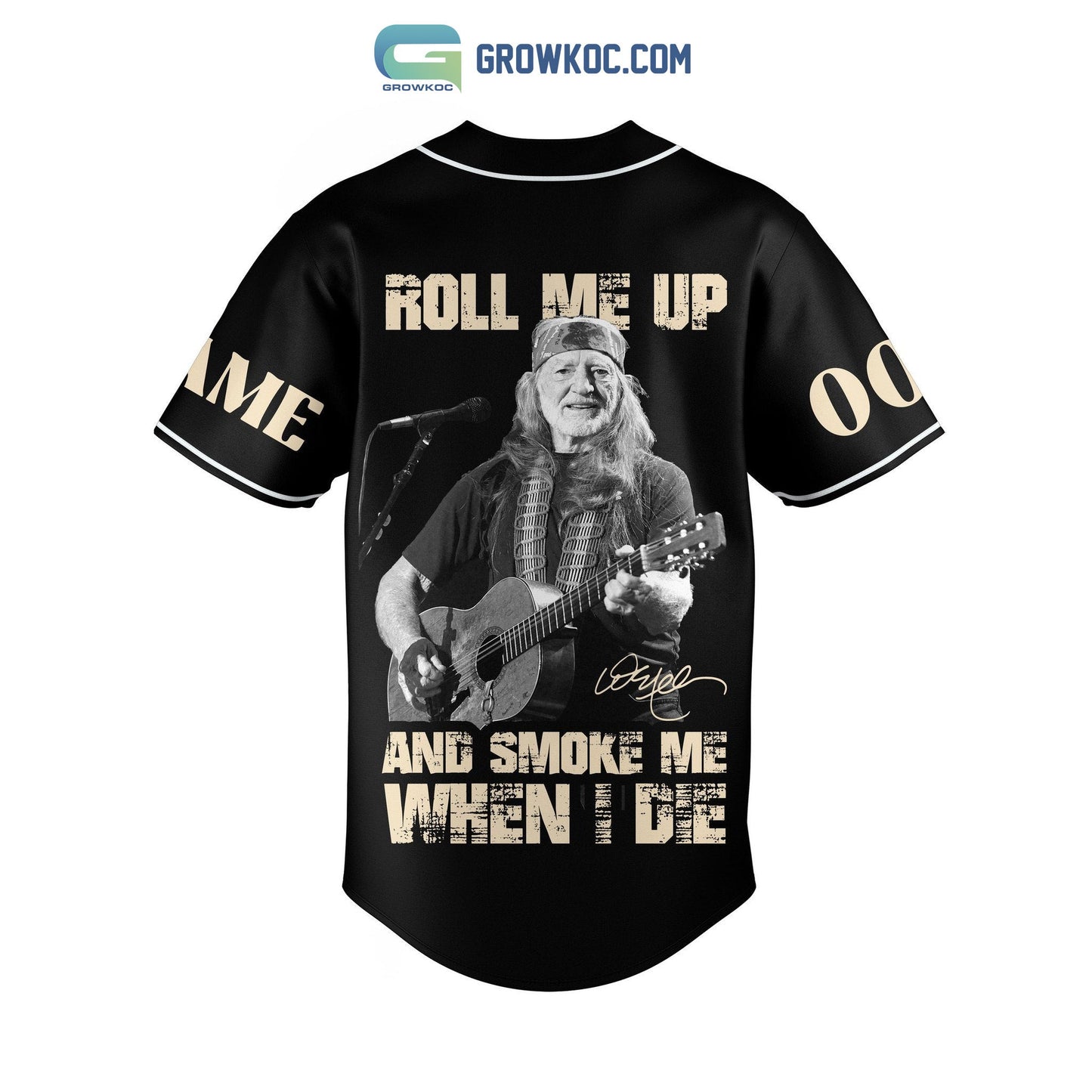 Willie Nelson Roll Me Up And Smoke Me When I Die Personalized Baseball Jersey baseball jersey product view 3