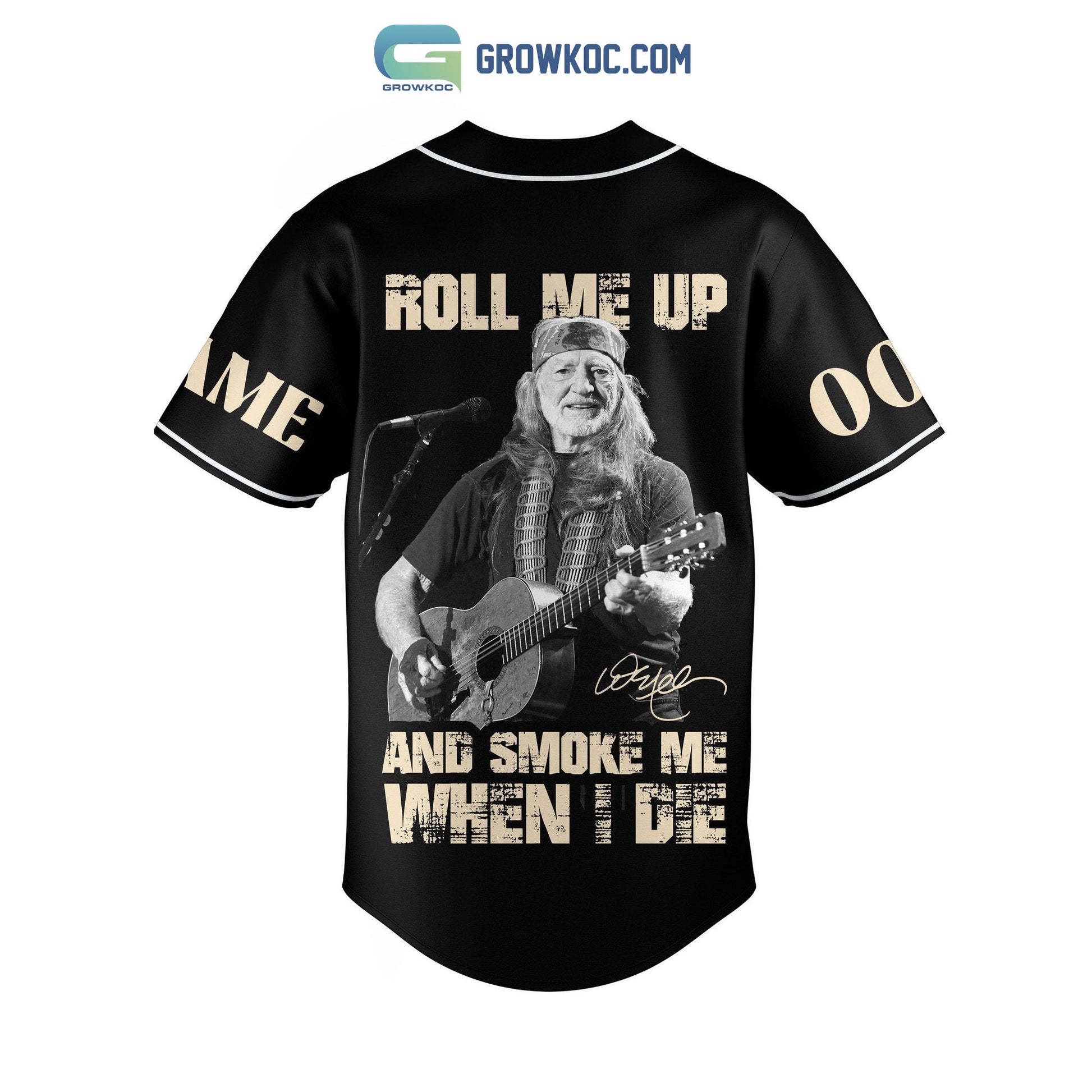 Willie Nelson Roll Me Up And Smoke Me When I Die Personalized Baseball Jersey baseball jersey product view 3