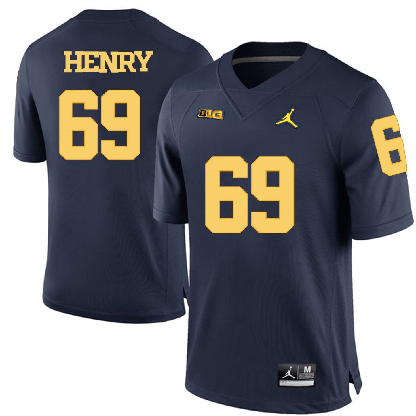 Willie Henry 69 Navy Blue College Football Jersey football jersey product view 1